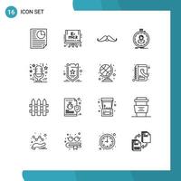 Set of 16 Commercial Outlines pack for sound timer hipster stopwatch fast Editable Vector Design Elements