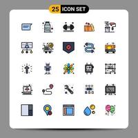 conjunto de 25 iconos de ui modernos símbolos signos para pintar boda fitness corazón regalo elementos de diseño vectorial editables vector