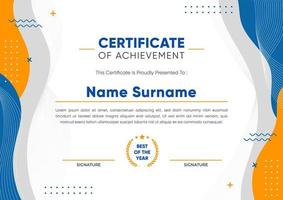 Flat Modern Certificate Template Design vector