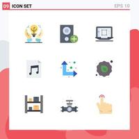 Group of 9 Modern Flat Colors Set for arrow document add audio enhance Editable Vector Design Elements
