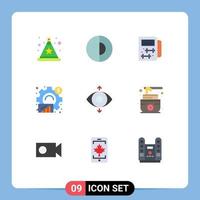 9 Flat Color concept for Websites Mobile and Apps focus statistical gym graph analytics Editable Vector Design Elements
