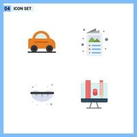 4 User Interface Flat Icon Pack of modern Signs and Symbols of car summer ad catalogue education Editable Vector Design Elements