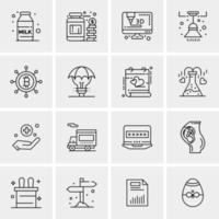 16 iconos de negocios universales vector ilustración de icono creativo para usar en proyectos relacionados con la web y dispositivos móviles