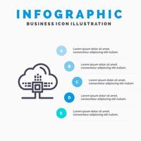 icono de línea de ciencia de nube de datos basado con fondo de infografía de presentación de 5 pasos vector