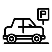 vector de contorno de icono de aparcamiento de tienda de coches. lugar del parque