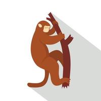 Macaque is climbing up on a tree icon, flat style vector