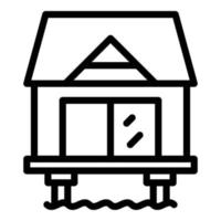 Hut bungalow icon outline vector. Tropical house vector