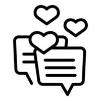 vector de contorno de icono de oferta de chat de amor. carta en línea