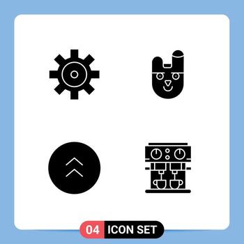 4 User Interface Solid Glyph Pack of modern Signs and Symbols of setting direction animal rabbit coffee Editable Vector Design Elements