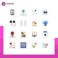 Universal Icon Symbols Group of 16 Modern Flat Colors of pause close pipette music arrows Editable Pack of Creative Vector Design Elements