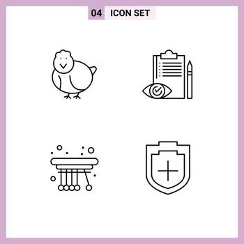 User Interface Pack of 4 Basic Filledline Flat Colors of chicken movement happy checklist physics Editable Vector Design Elements