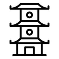vector de contorno de icono de pagoda de sakura. edificio chino