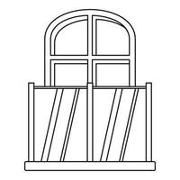 Balcony with an arched window icon, outline style vector