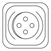 Square button icon, outline style vector