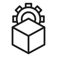 Edit cube gear icon outline vector. Scale digital vector