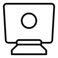 Computer stand icon outline vector. Laptop desk vector