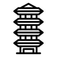 vector de contorno de icono de buda de pagoda. templo chino