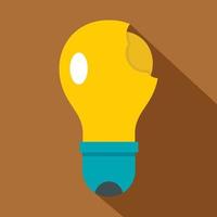 Broken yellow lightbulb icon, flat style vector