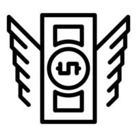 Fly money cash icon outline vector. Rich income vector