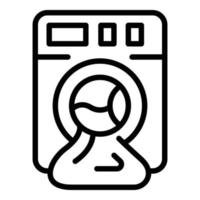 vector de contorno de icono de máquina de lavado completo. limpieza del hogar