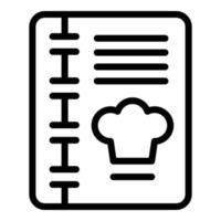 vector de esquema de icono de libro de recetas caseras. menú del chef