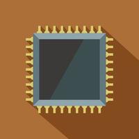 Computer microchip icon, flat style vector