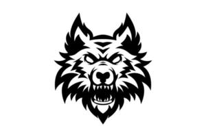 angry wolf head black white vector logo