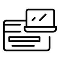 Buy laptop online icon outline vector. Computer store vector