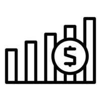 vector de esquema de icono de gráfico de aumento de dinero. trabajar gratis