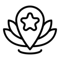 vector de contorno de icono de ubicación de curación de loto. cuerpo de yoga