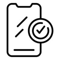 vector de contorno de icono de protección de vidrio de teléfono. caso de teléfono inteligente