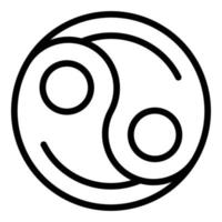 vector de contorno de icono de meditación yin yang. relajarse feliz