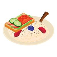 Traditional cuisine icon isometric vector. Rice with fruit and sandwich icon vector