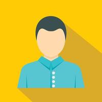 Young dark haired man icon, flat style vector