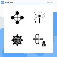 Modern 4 solid style icons Glyph Symbols for general use Creative Solid Icon Sign Isolated on White Background 4 Icons Pack Creative Black Icon vector background