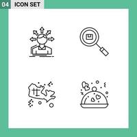 Mobile Interface Line Set of 4 Pictograms of conversion search structure delivery location Editable Vector Design Elements