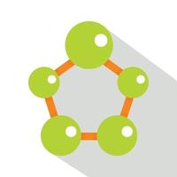 Abstract green molecules icon, flat style vector