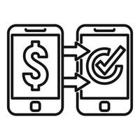 Phone money transfer icon outline vector. Send cash vector