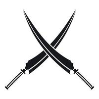 Samurai swords icon, simple style vector