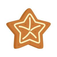Gingerbread star icon flat isolated vector