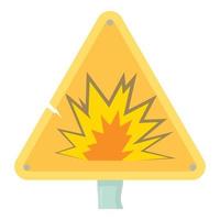 Danger sign icon, cartoon style vector