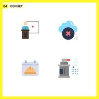 User Interface Pack of 4 Basic Flat Icons of conference close presentation speech cross Editable Vector Design Elements