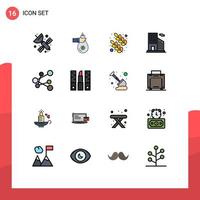 Universal Icon Symbols Group of 16 Modern Flat Color Filled Lines of link real estate money office nature Editable Creative Vector Design Elements