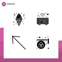 Set of 4 Commercial Solid Glyphs pack for cone left food table advertisement Editable Vector Design Elements