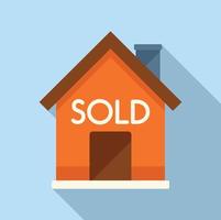 House auction sold icon flat vector. Sell price vector
