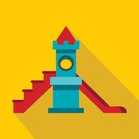 Colorful playground slide icon, flat style vector