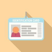 Id card name icon flat vector. Identification badge vector