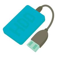 icono de cable hdd, estilo de dibujos animados vector