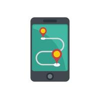 Running phone route icon flat isolated vector