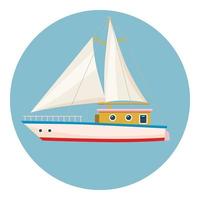 Speed boat with sail icon, cartoon style vector